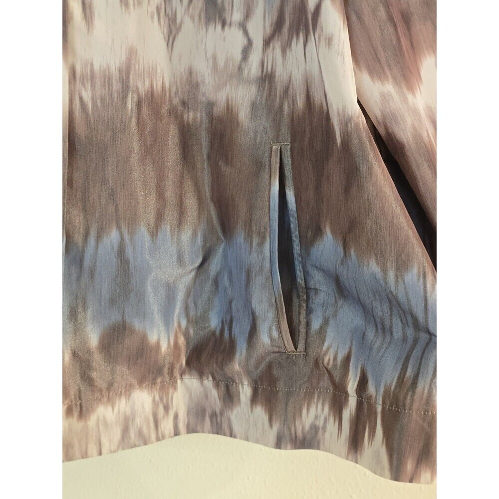 Chico’s Tie Dye Jacket Womens Size 2 L Blue Brown Cropped Snap Front Lightweight - Picture 7 of 11